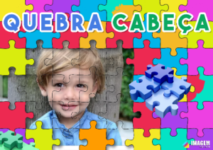 moldura quebra cabeca colorido